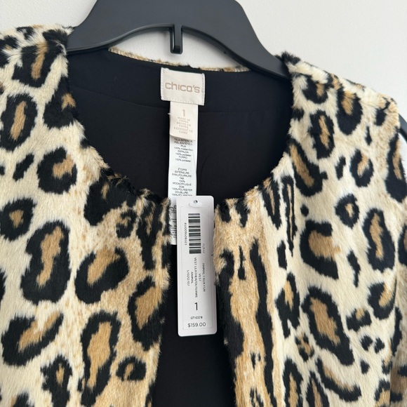 New! Chico’s Women’s Cheetah Print Animal Faux Fur Vest NWT - Picture 3 of 6